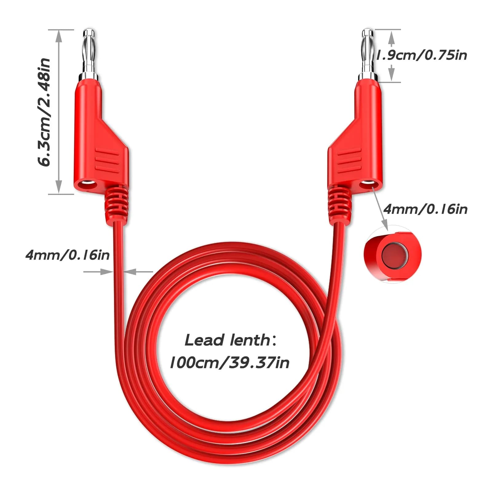 Goupchn 5PCS Stackable Banana Plug Test Leads 1m (3.3ft) | 1000V 15A Electrical Test Cable Set - view 2
