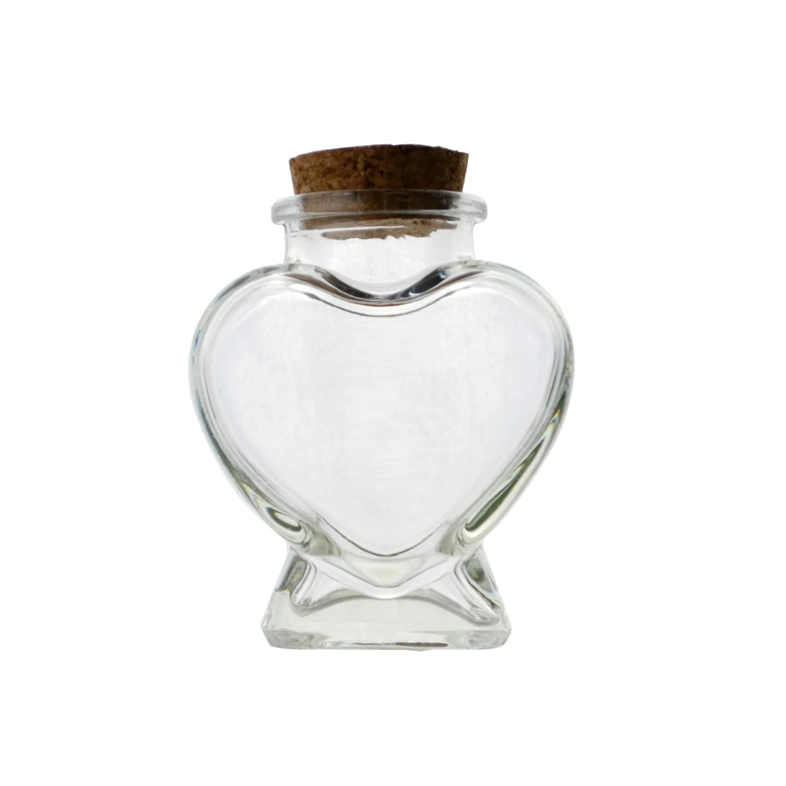 FJNATINH Heart Glass Bottle with Cork Stopper 50ml | Love Shape Decor