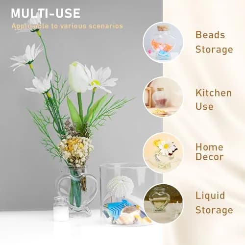 FJNATINH Heart Glass Bottle with Cork Stopper 50ml | Love Shape Decor thumbnail 5