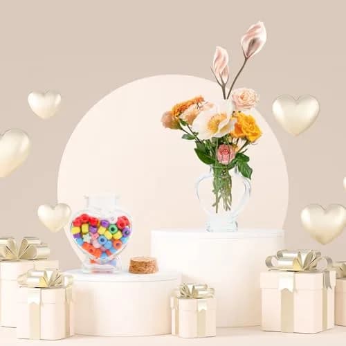 FJNATINH Heart Glass Bottle with Cork Stopper 50ml | Love Shape Decor thumbnail 7