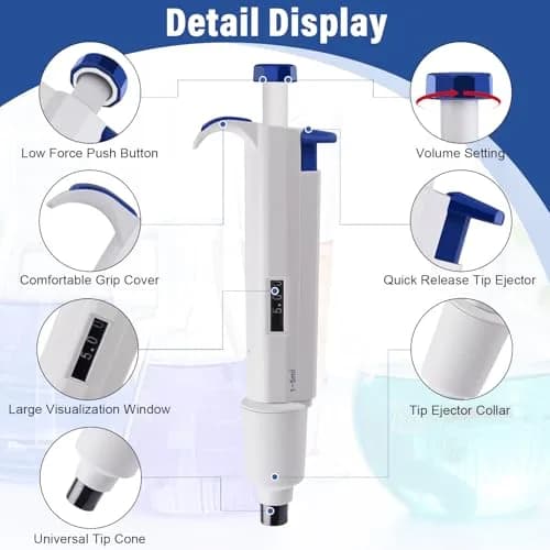 PRECIPETTE 1-5 mL Single Channel Micropipette | Calibrated to ISO8655, Autoclavable Tip Cone thumbnail 2