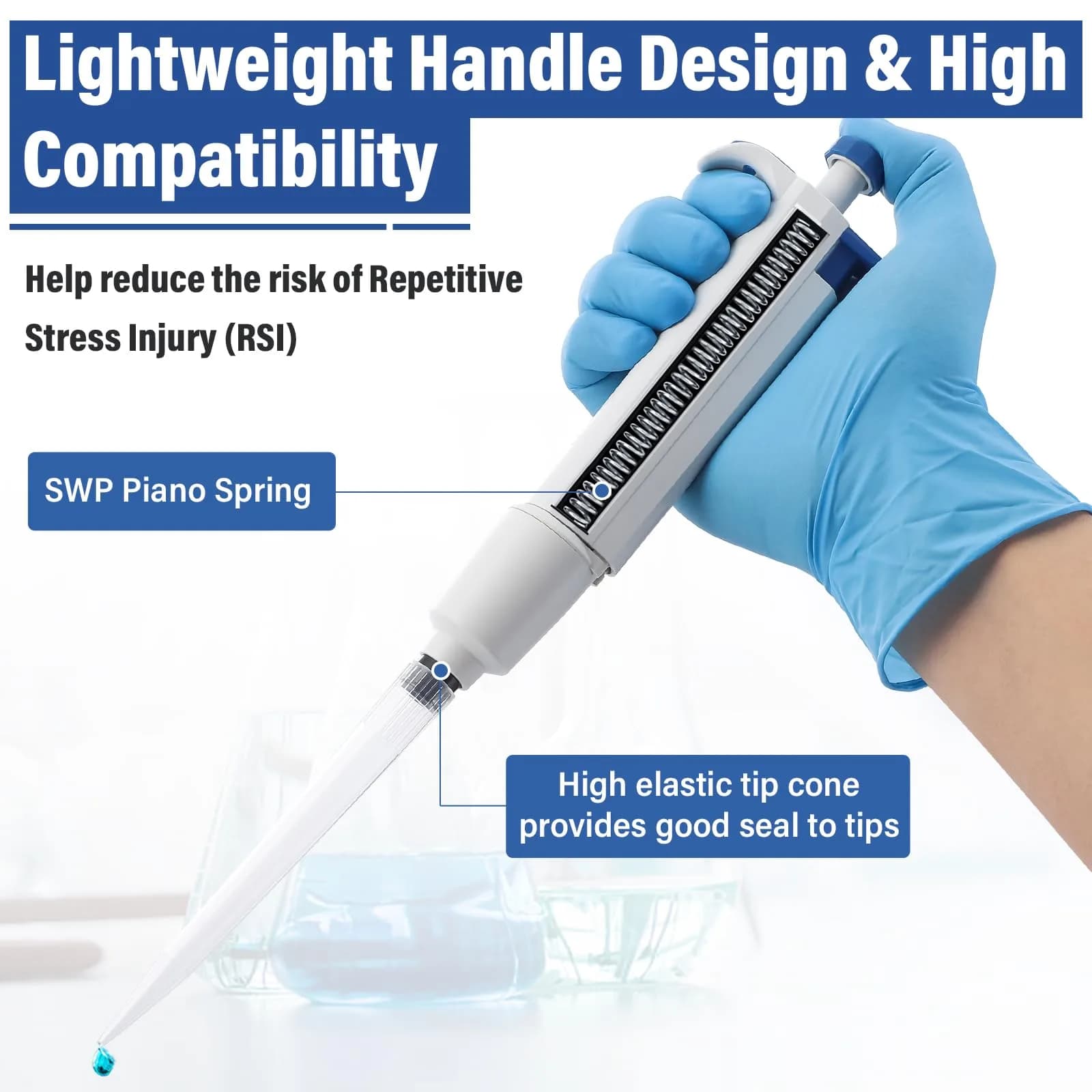 PRECIPETTE 1-5 mL Single Channel Micropipette | Calibrated to ISO8655, Autoclavable Tip Cone - view 3