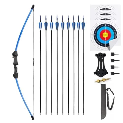 Mxessua 45" Youth Recurve Bow and Arrow Set for Kids & Teens | 15-20 lb Draw Weight, Ambidextrous, Blue thumbnail 1