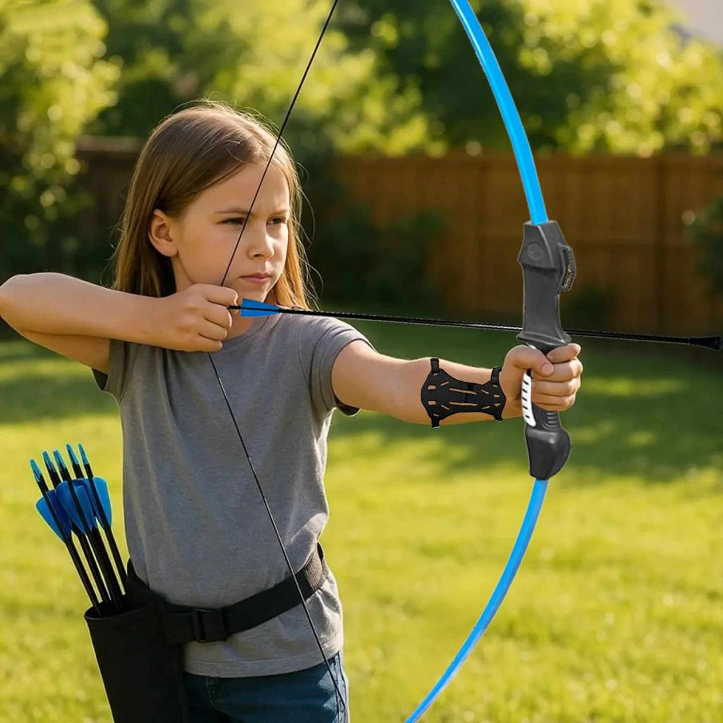 Mxessua 45" Youth Recurve Bow and Arrow Set for Kids & Teens | 15-20 lb Draw Weight, Ambidextrous, Blue - view 8
