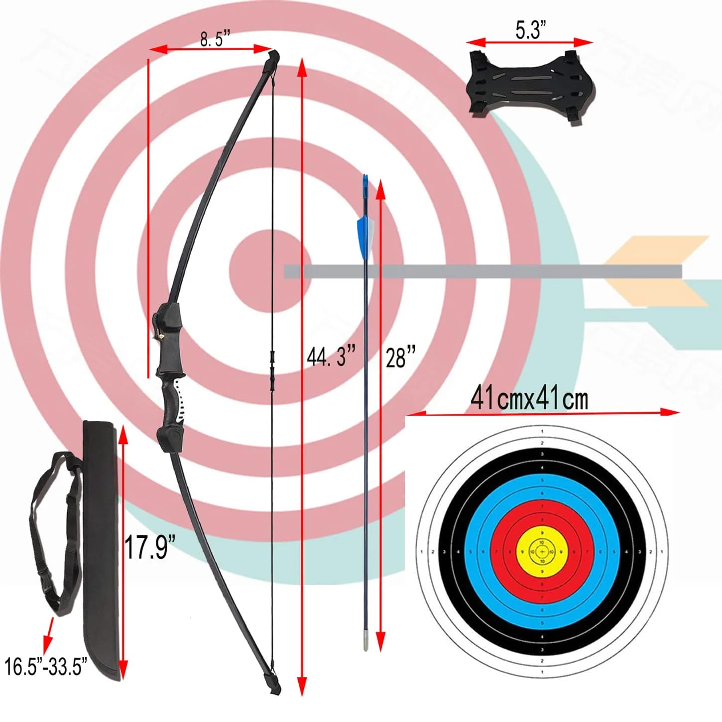 Mxessua 45" Youth Recurve Bow and Arrow Set for Kids & Teens | 15-20 lb Draw Weight, Ambidextrous, Blue - view 2