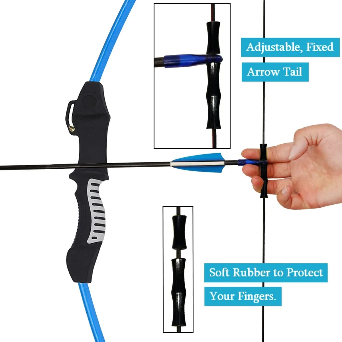 Mxessua 45" Youth Recurve Bow and Arrow Set for Kids & Teens | 15-20 lb Draw Weight, Ambidextrous, Blue - view 4