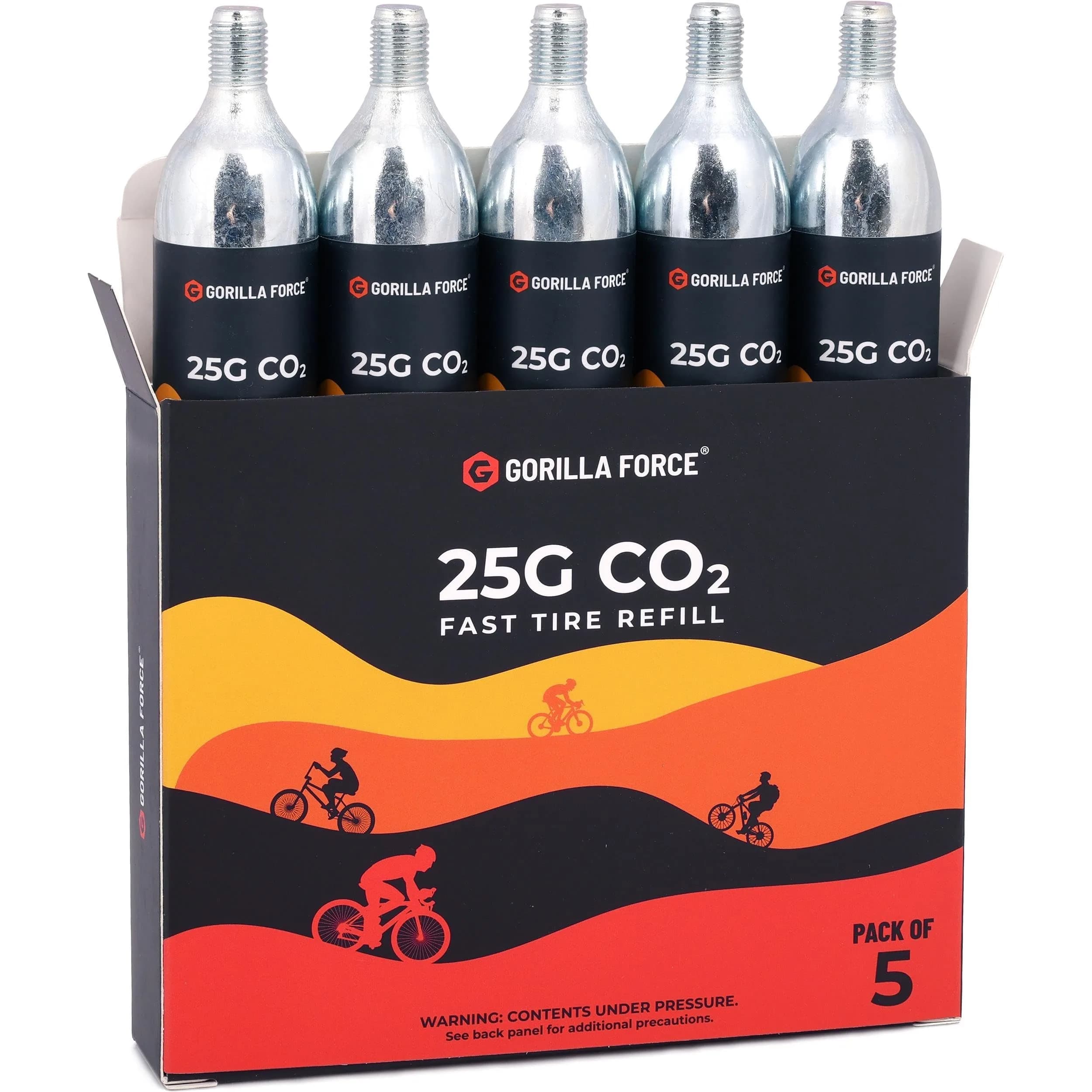 Gorilla Force 25g CO2 Cartridges (5 Count) - Universal Bike Tire Inflator Refills - view 3