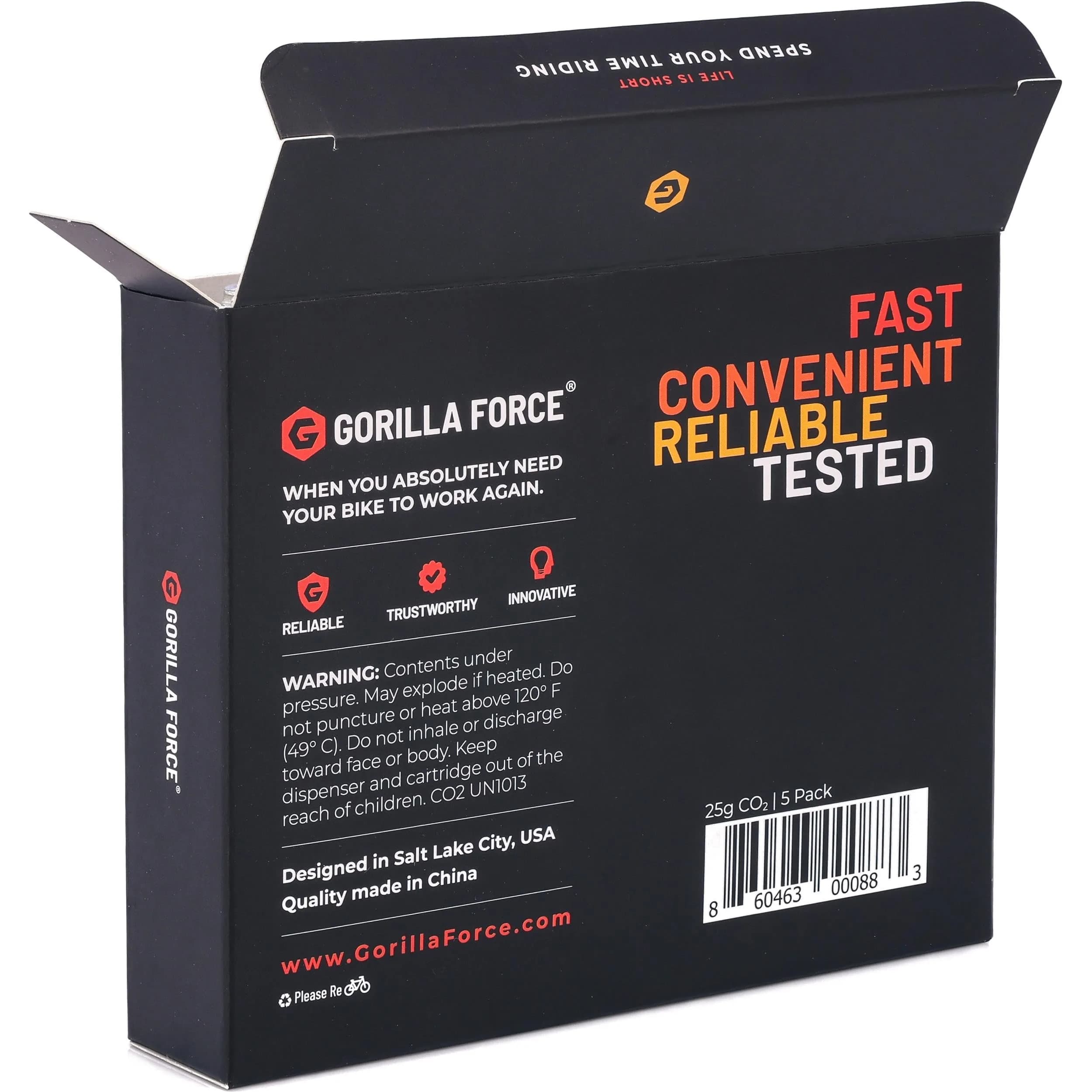 Gorilla Force 25g CO2 Cartridges (5 Count) - Universal Bike Tire Inflator Refills - view 4
