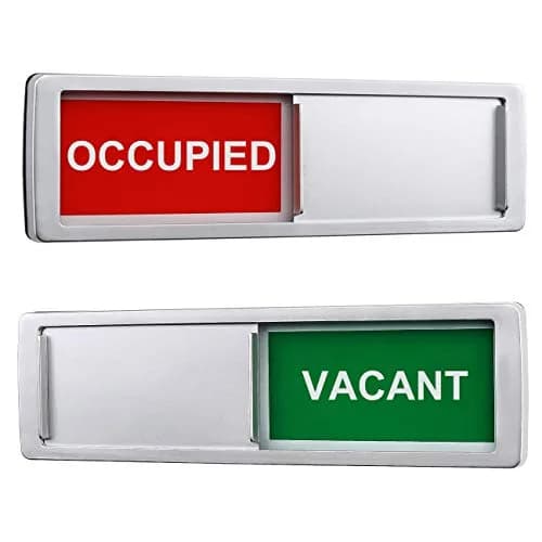 LoYinLo Vacant Occupied Sign - Silver, 18cm x 5cm | Clear Privacy Indicator for Offices and Homes - main product image