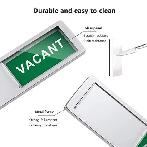 LoYinLo Vacant Occupied Sign - Silver, 18cm x 5cm | Clear Privacy Indicator for Offices and Homes - view 2