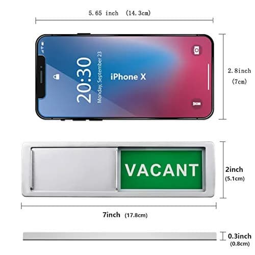 LoYinLo Vacant Occupied Sign - Silver, 18cm x 5cm | Clear Privacy Indicator for Offices and Homes - view 4