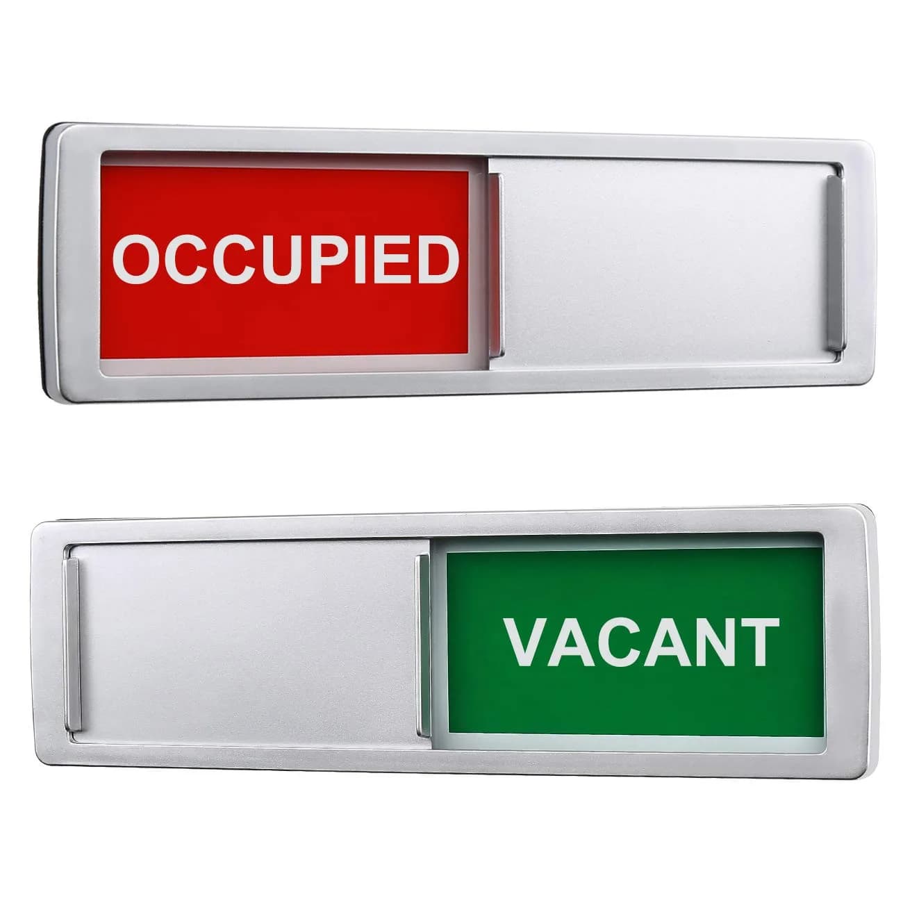 LoYinLo Do Not Disturb Sign 18cm x 5cm | Clear Privacy Indicator for Offices and Homes — Vacant Occupied-Silver