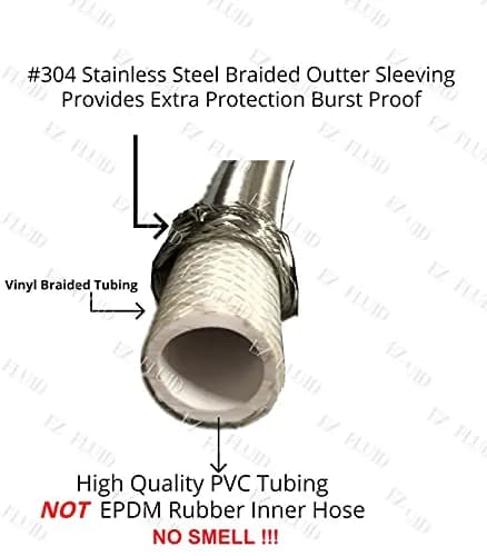 EZ-FLUID 12-Inch Faucet Supply Extension Line 3/8" Male Comp. To 3/8" Female Compression Stainless Steel Braided Faucet Extension Supply Hose Connector Lines (1-Pack) thumbnail 4