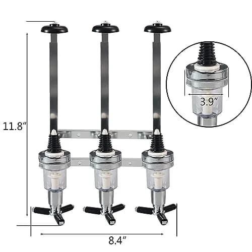 MUGLIO 3 Bottle Wall Mounted Liquor Dispenser Silver | Modern Bar Butler Bracket for Home Bars thumbnail 4