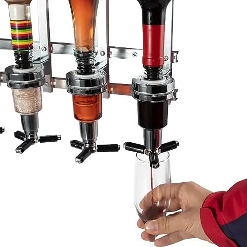 MUGLIO 3 Bottle Wall Mounted Liquor Dispenser Silver | Modern Bar Butler Bracket for Home Bars thumbnail 6
