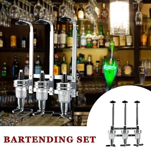 MUGLIO 3 Bottle Wall Mounted Liquor Dispenser Silver | Modern Bar Butler Bracket for Home Bars thumbnail 7