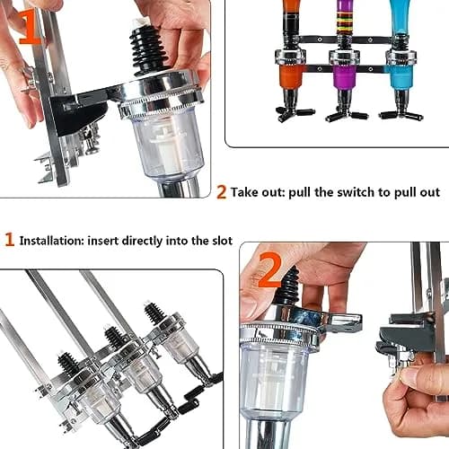 MUGLIO 3 Bottle Wall Mounted Liquor Dispenser Silver | Modern Bar Butler Bracket for Home Bars thumbnail 3