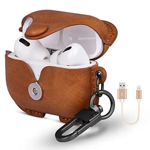 Froggen Genuine Leather AirPods Pro Case with Keychain Hook | Front LED Visible thumbnail 1