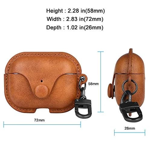 Froggen Genuine Leather AirPods Pro Case with Keychain Hook | Front LED Visible thumbnail 4
