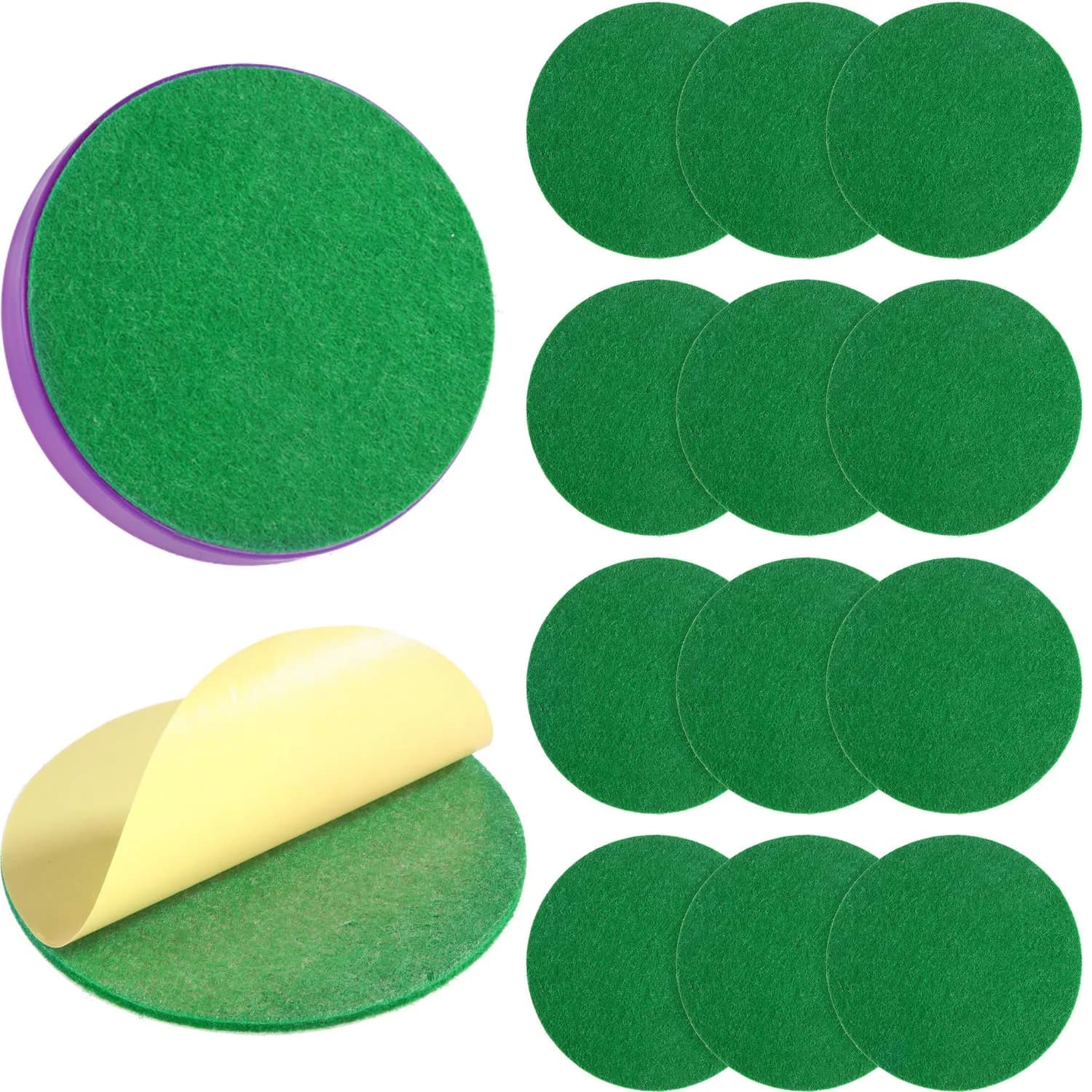 Gejoy Air Hockey Paddle Felt Pads 94 mm (3.7 inches) — 8-Pack | Protects Table & Pushers — 12-Pack