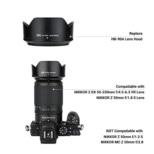 JJC Lens Hood for Nikon NIKKOR Z DX 50-250mm f/4.5-6.3 VR & Z 50mm f/1.8 S Lens | Reversible Shade Replace HB-90A thumbnail 2