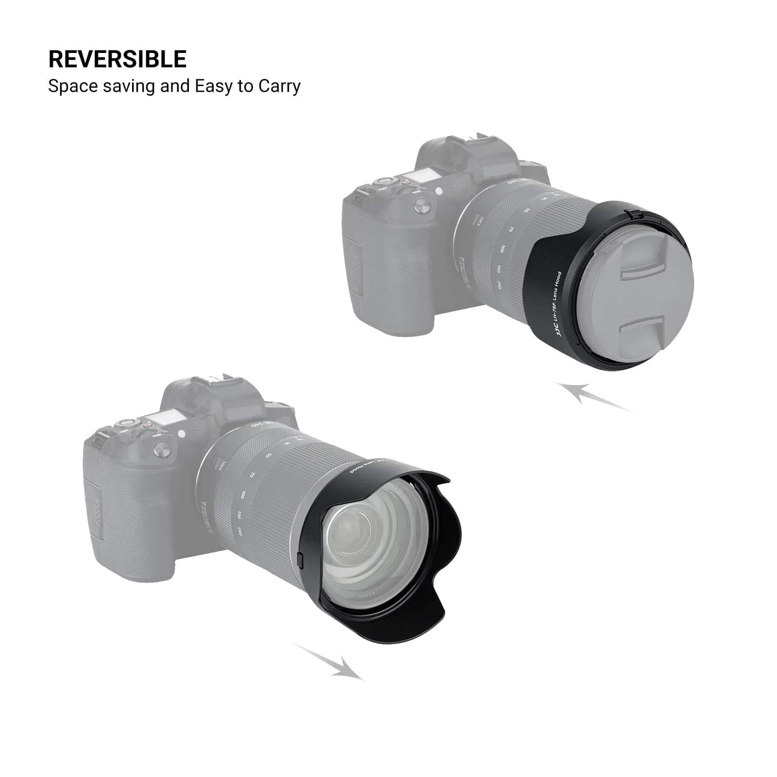 JJC EW-78F Lens Hood for Canon RF 24-240mm f/4-6.3 IS USM Lens | Reversible Lens Shade Cover with 72mm Filter Compatibility - view 3