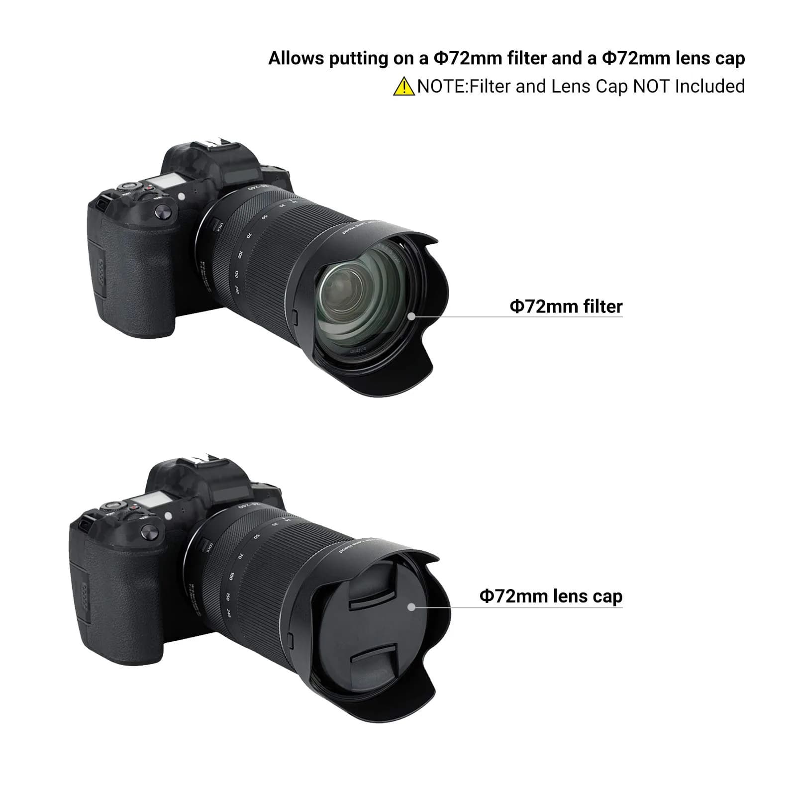 JJC EW-78F Lens Hood for Canon RF 24-240mm f/4-6.3 IS USM Lens | Reversible Lens Shade Cover with 72mm Filter Compatibility - view 4
