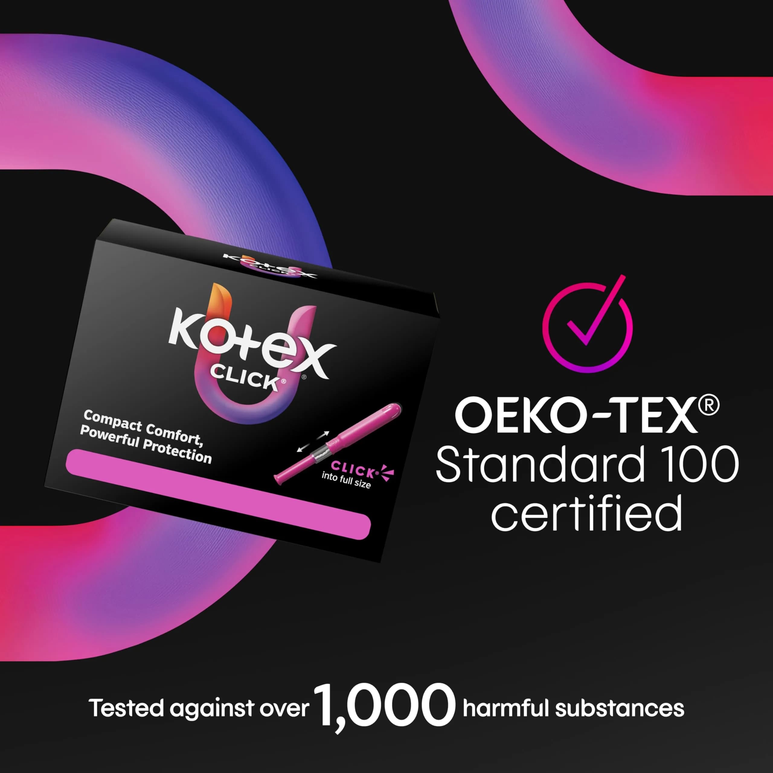 U by Kotex Click Compact Tampons Regular Unscented 45 Count | Gynecologist-Tested for Leak-Free Protection - view 9