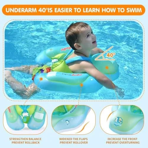 Swimbobo Baby Swimming Float Ring XL Blue | Dual Airbag Safety Support for 3-36 Months thumbnail 4