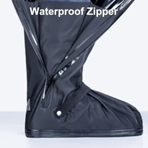 HEKEDES Waterproof Shoe Covers | Reusable & Foldable Rain Boot Cover with Zipper, Non-Slip, Reflector, Men Women Rain Gear, Black thumbnail 7