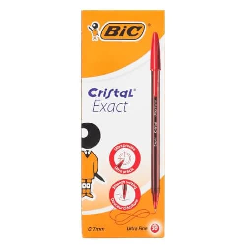 BIC Crystal Exact Fine Point Pens (0.7 mm) - Red, Box of 20 | Precise Writing for Office & School thumbnail 1