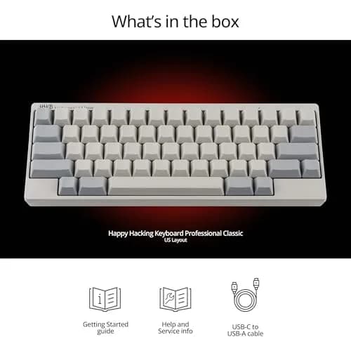HHKB Happy Hacking Keyboard Professional Classic White | Compact 60 Key, Electrocapacitive Switches, Bluetooth & USB Connectivity thumbnail 6