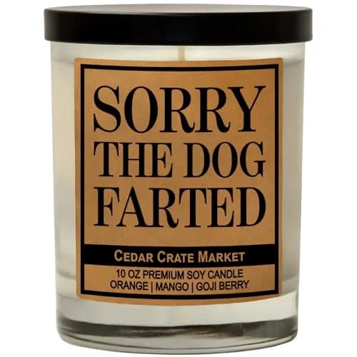 Cedar Crate Market Sorry The Dog Farted Soy Candle 13.5 OZ | Pet Odor Neutralizer & Gag Gift thumbnail 1