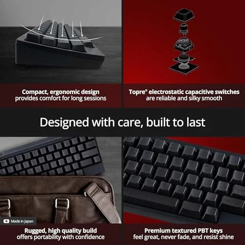 HHKB Happy Hacking Keyboard Professional Hybrid Charcoal | Compact, Bluetooth & USB, Programmers' Choice thumbnail 3