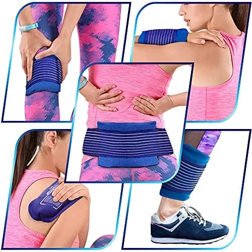 MEDVICE Reusable Hot and Cold Ice Packs with Strap, 3-Piece Set, Joint Pain Relief 25cm (10" L) | Flexible & Adjustable for Full Body Support thumbnail 4