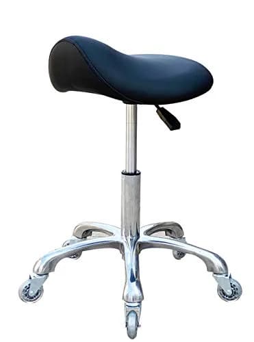 FRNIAMC Saddle Stool with Wheels | Ergonomic Swivel Height Adjustable for Clinic & Salon (Black) thumbnail 1