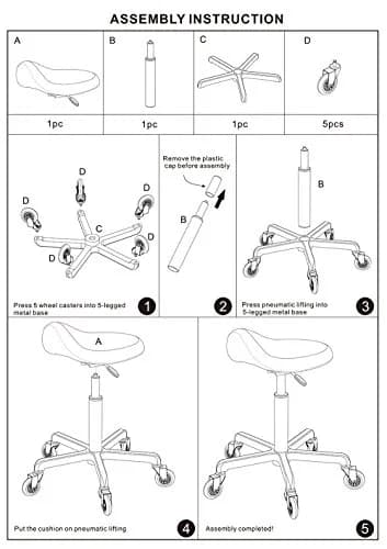 FRNIAMC Saddle Stool with Wheels | Ergonomic Swivel Height Adjustable for Clinic & Salon (Black) thumbnail 6