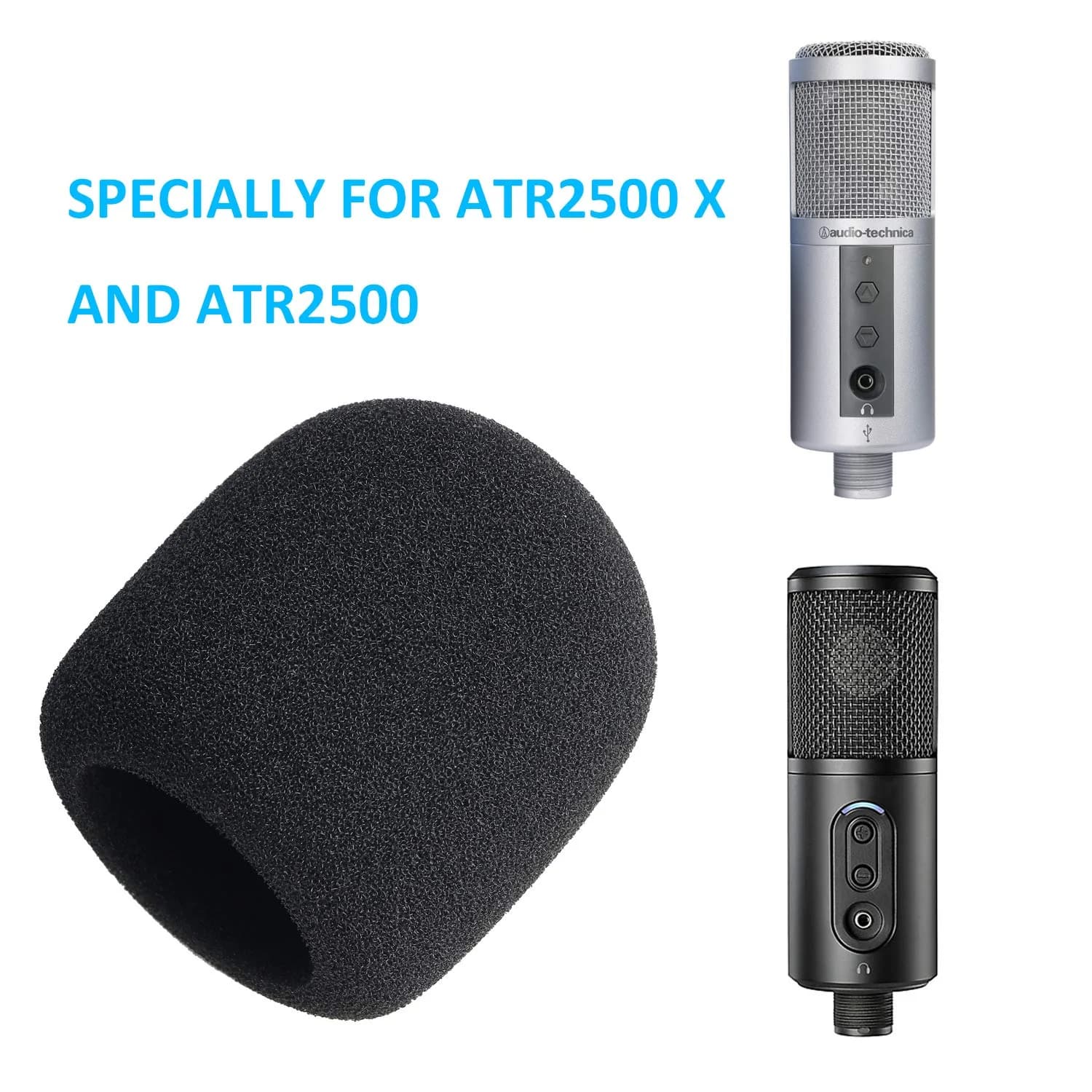 YOUSHARES Foam Windscreen Cover for Audio-Technica ATR2500x-USB Microphone | Blocks Plosives & Wind Noise - view 3