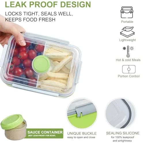 shopwithgreen 47oz Salad Lunch Container To Go | 3 Pack Food Storage & Bento Boxes, Microwave & Dishwasher Safe thumbnail 4