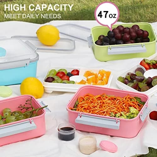 shopwithgreen 47oz Salad Lunch Container To Go | 3 Pack Food Storage & Bento Boxes, Microwave & Dishwasher Safe thumbnail 6