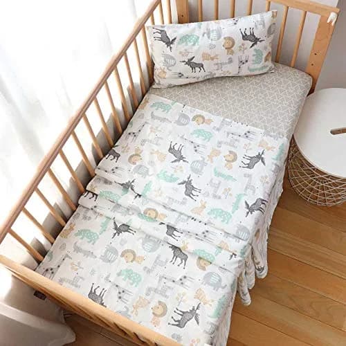 Emenpy 3Pcs Cotton Toddler Sheet Set | Crib Fitted & Flat Sheets, Pillowcase, Soft & Breathable thumbnail 1