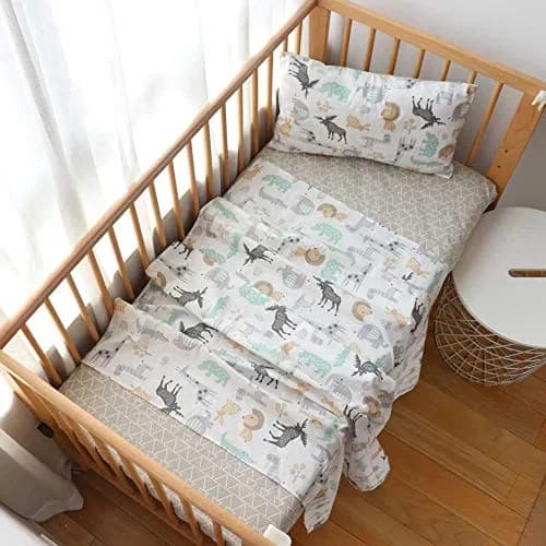 Emenpy 3Pcs Cotton Toddler Sheet Set | Crib Fitted & Flat Sheets, Pillowcase, Soft & Breathable thumbnail 7