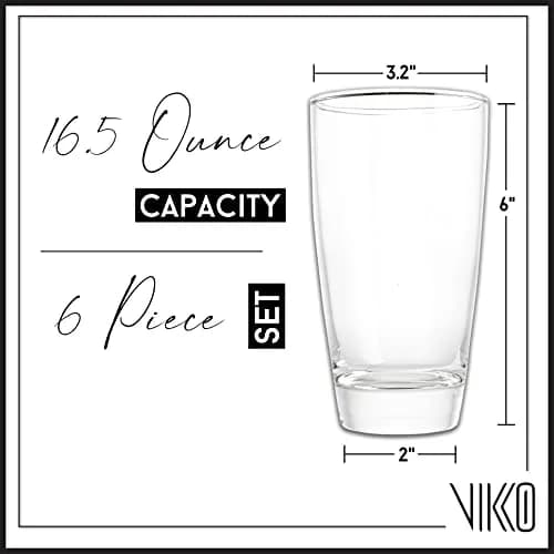 Vikko Water Tumblers 16.4oz | Thick Durable Glass Set of 6 for Everyday Use thumbnail 4