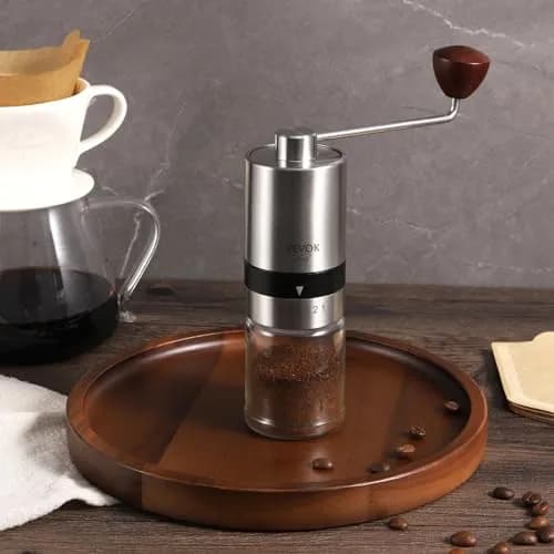 VEVOK CHEF Manual Coffee Grinder Stainless Steel Burr Grinder 48g | 6 Adjustable Settings for Home & Travel thumbnail 8