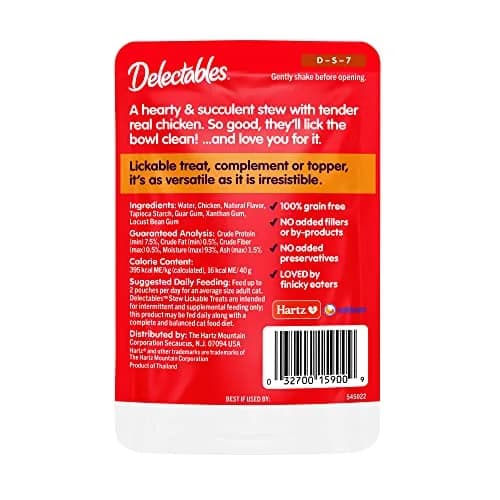 Delectables Lickable Treat Stew Real Chicken Wet Cat Treat 1.4oz Pouch, 12ct | Hydrating Food Topper for Picky Eaters thumbnail 7
