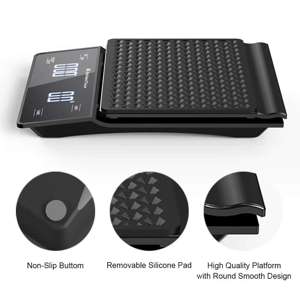 K KitchenTour Digital Coffee Scale with Timer 3kg (6.6lb) | High Precision 0.1g Graduation - view 4