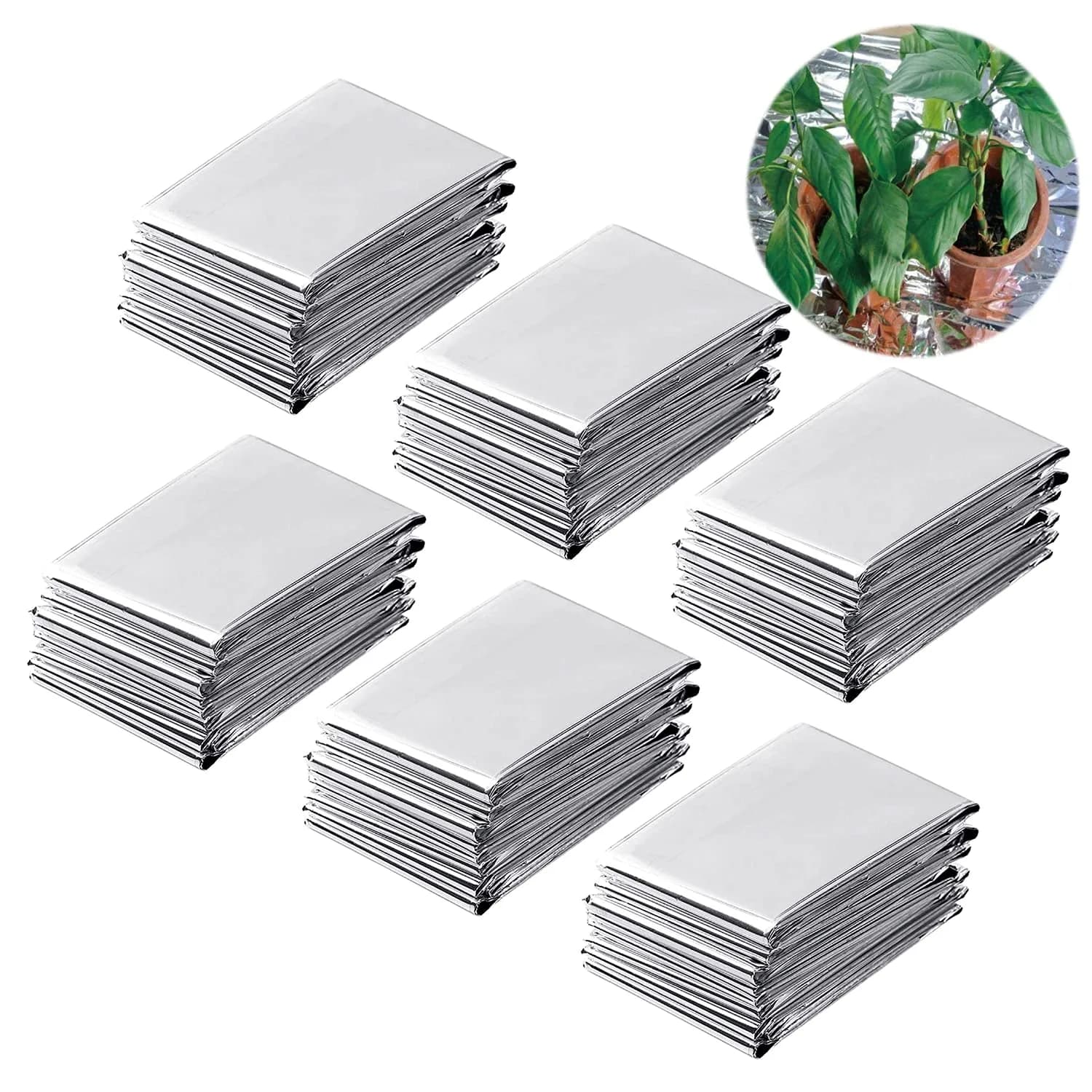 NAVAdeal Silver Highly Reflective Mylar Film 6 Pack 210cm x 120cm (82" x 47") | Increase Plant Growth — 6-Pack
