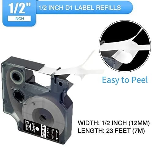 LabelPros Compatible Dymo D1 Label Tape 12mm (0.47 Inch) x 7m (23 Feet) — 8-Pack | Black on Clear/White/Red/Yellow/Green/Silver/Gold on Black thumbnail 3