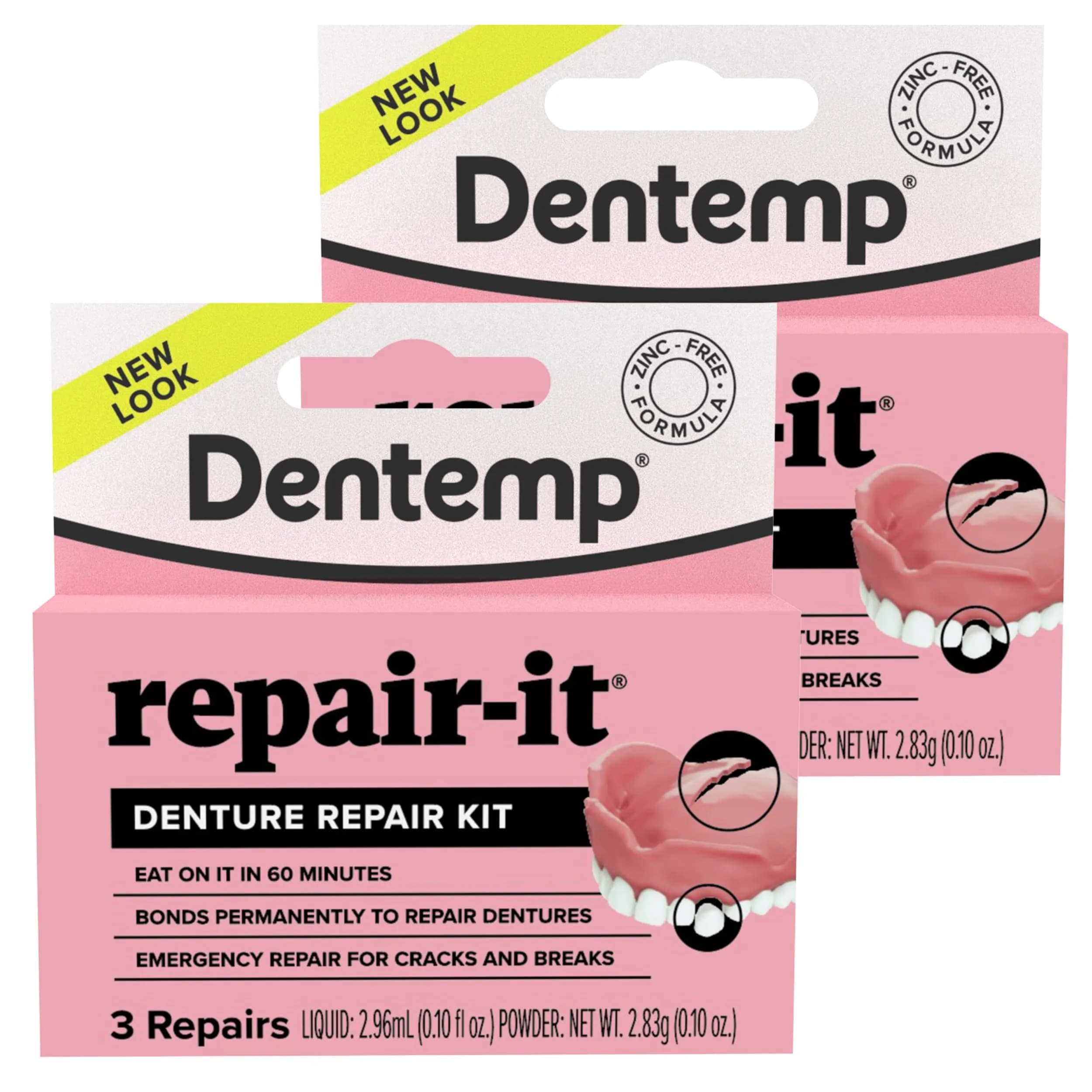 Dentemp Repair-It Advanced Formula Denture Repair Kit 2 Pack (6 Count Total) | Fix Broken Dentures, Mend Cracks, Replace Loose Teeth - main product image