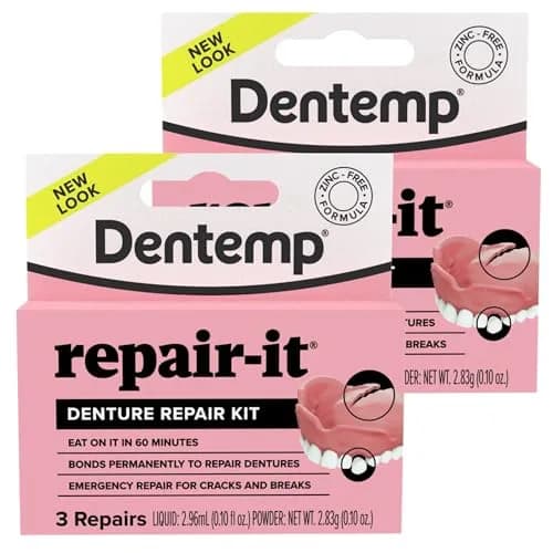Dentemp Repair-It Advanced Formula Denture Repair Kit 2 Pack (6 Count Total) | Fix Broken Dentures, Mend Cracks, Replace Loose Teeth thumbnail 1